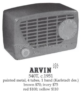 540T Ch= RE-278; Arvin, brand of (ID = 1394070) Radio