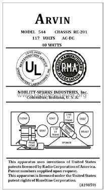 544 Ch= RE-201; Arvin, brand of (ID = 2798570) Radio