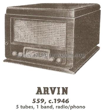 559 ; Arvin, brand of (ID = 1744506) Radio