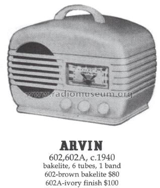 602A Ch= RE-53; Arvin, brand of (ID = 1394089) Radio