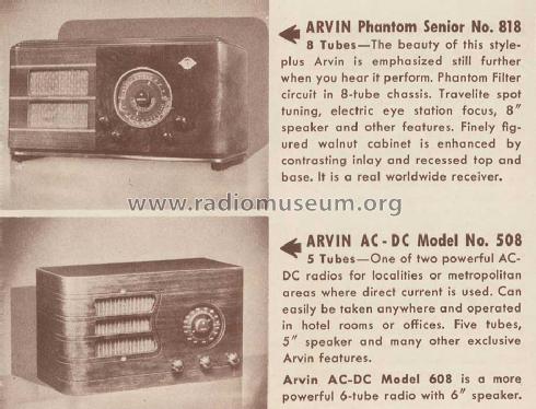 608 ; Arvin, brand of (ID = 1105537) Radio