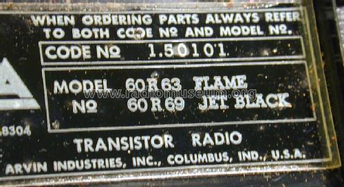 6 Transistor Tran6sistor 60R63 ; Arvin, brand of (ID = 909070) Radio