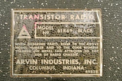 International II 61R89; Arvin, brand of (ID = 2229252) Radio