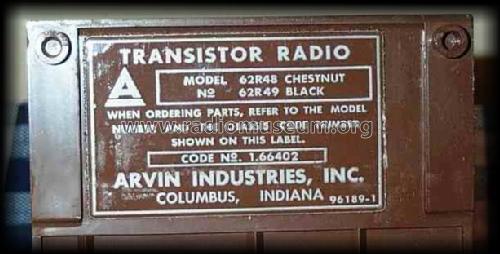 62R48 Ch= 1.66402; Arvin, brand of (ID = 1500306) Radio
