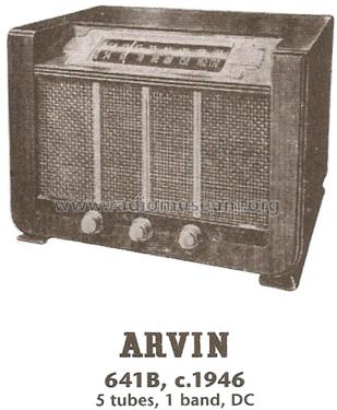 641B ; Arvin, brand of (ID = 1744514) Radio