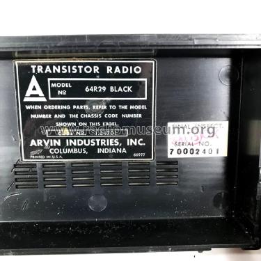 Eight Transistor 64R29 ; Arvin, brand of (ID = 2313252) Radio