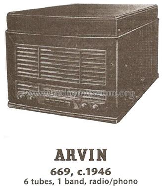 669 ; Arvin, brand of (ID = 1744521) Radio