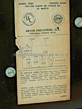 758T Ch= RE-350; Arvin, brand of (ID = 2573112) Radio