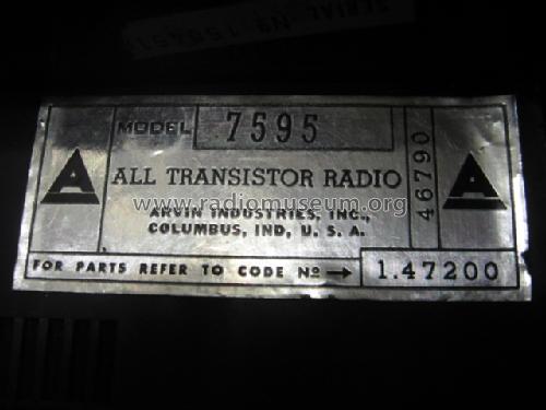 Transistor 7595 ; Arvin, brand of (ID = 1592280) Radio