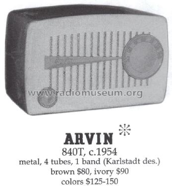 840T Ch= RE278-2; Arvin, brand of (ID = 1394100) Radio