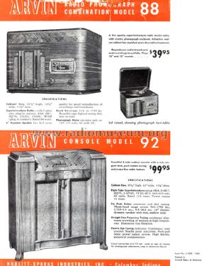 88 Ch= RE-35; Arvin, brand of (ID = 1092948) Radio
