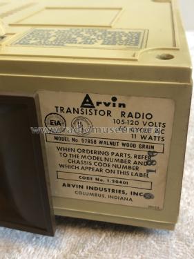 Electric Transistor with Doze Lite 57R58 ; Arvin, brand of (ID = 2255148) Radio