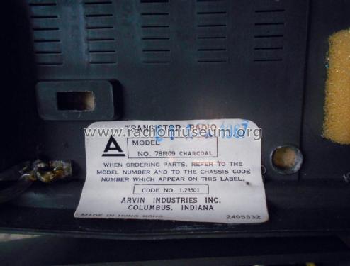 8 Transistor 78R09 Code No. 1.28501; Arvin, brand of (ID = 2887675) Radio