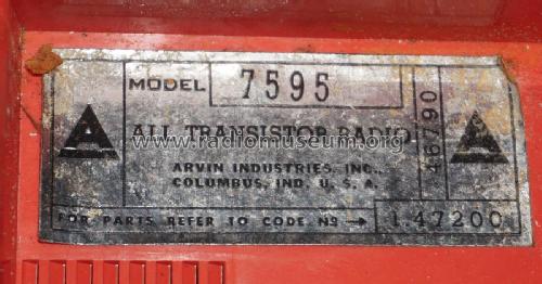 Transistor 7595 ; Arvin, brand of (ID = 2978010) Radio