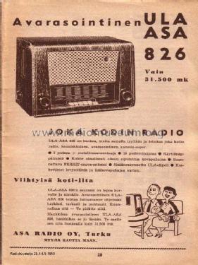 826; Asa Radio Oy; Turku (ID = 213773) Radio