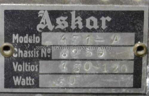 431-A; Askar, Ascar; Irún (ID = 1641323) Radio