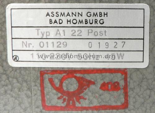 Automatik I-22 A1-22 Post; Assmann, W., GmbH; (ID = 1861163) Ton-Bild