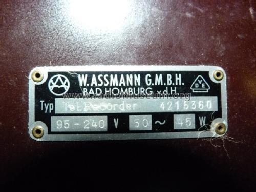 Dimafon Tel. Recorder; Assmann, W., GmbH; (ID = 1310462) Sonido-V