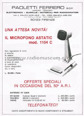 Pre Amplified Base Station Microphone 1104 C; Astatic Corp.; (ID = 2814365) Microphone/PU