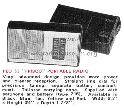 Frisco 6 Transistor PE033-T ; Astor brand, Radio (ID = 2057533) Radio