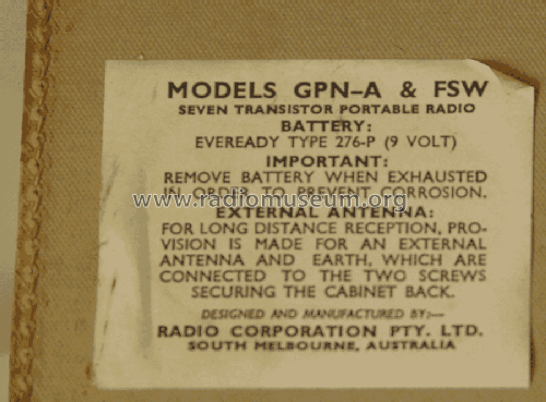 Sportster Transistor Seven FSW; Astor brand, Radio (ID = 1423230) Radio