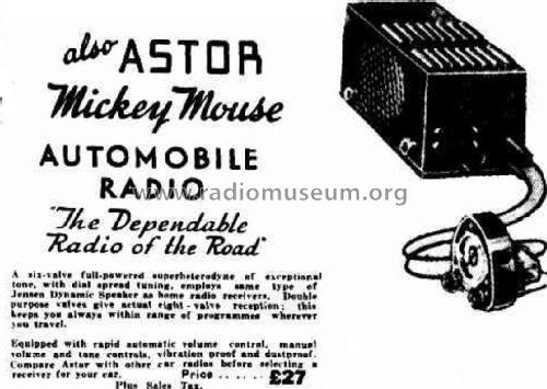 Mickey Mouse Auto Model 220 Ch= FA; Astor brand, Radio (ID = 2056353) Autoradio