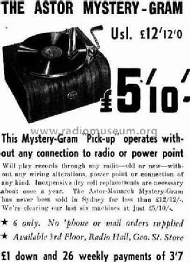 Mystery-Gram BF; Astor brand, Radio (ID = 2154739) Sonido-V