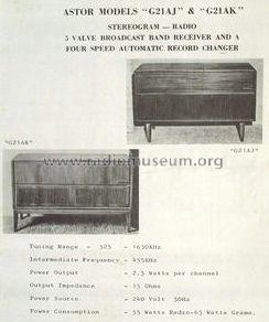 Stereogram - Radio G21AJ Ch= G21; Astor brand, Radio (ID = 1463413) Radio