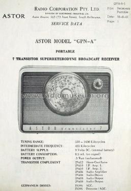 Transistor 7 GPN-A; Astor brand, Radio (ID = 1653567) Radio