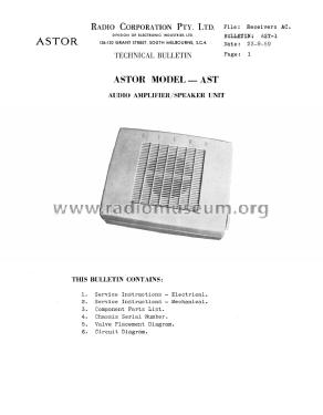 Audio Amplifier/Speaker Unit AST; Astor brand, Radio (ID = 2768348) Speaker-P