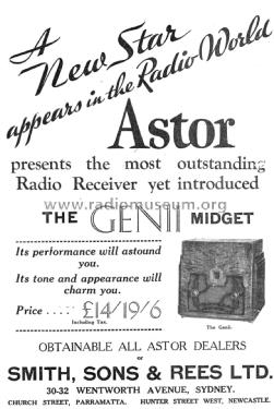 Genii Midget OW; Astor brand, Radio (ID = 2582656) Radio