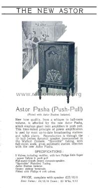 Pasha ; Astor brand, Radio (ID = 2582677) Radio