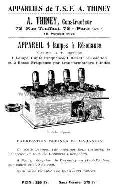 Poste 4 lampes à Résonance ; AT A.T., marque, Éts (ID = 2067099) Radio
