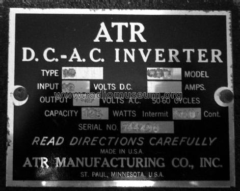 AC-DC Radio Inverter RSL 12; ATR Manufacturing Co (ID = 1261566) Power-S