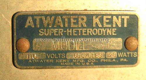 318 K; Atwater Kent Mfg. Co (ID = 309332) Radio