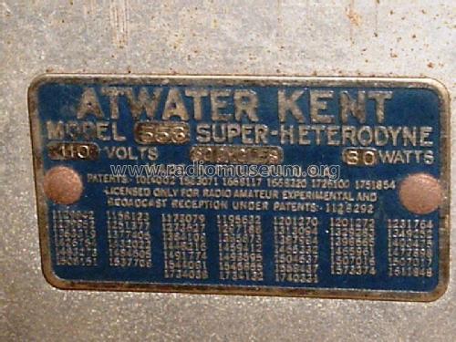 558 ; Atwater Kent Mfg. Co (ID = 714243) Radio