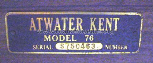 76 Console; Atwater Kent Mfg. Co (ID = 263045) Radio