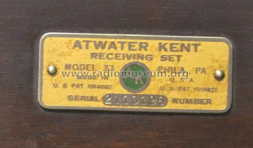 8930 Model 33 table set; Atwater Kent Mfg. Co (ID = 2654341) Radio