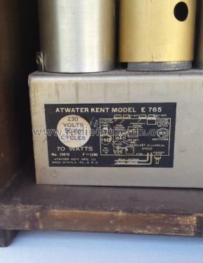 E-765-X ; Atwater Kent Mfg. Co (ID = 2076851) Radio