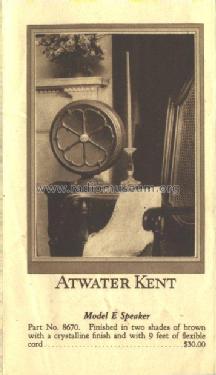 E ; Atwater Kent Mfg. Co (ID = 2240389) Speaker-P