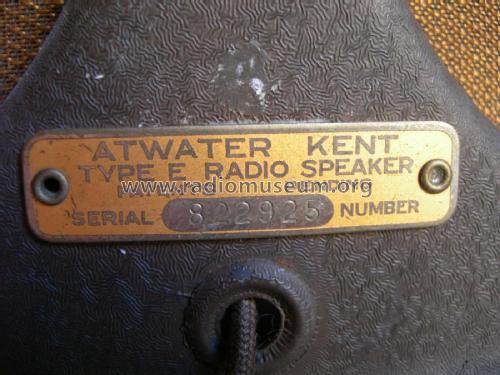 E ; Atwater Kent Mfg. Co (ID = 2433238) Speaker-P