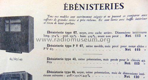 Ebènisterie 67, PV67, 43, 65; Au Pigeon Voyageur, (ID = 2154723) Cabinet