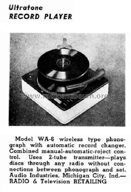 Phonograph WA-6; Audio Industries (ID = 1182880) Enrég.-R