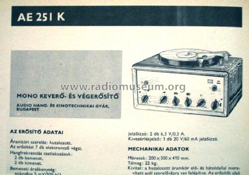 Radio & Audio Amplifier AE 251; Audio Kino és (ID = 1473348) Radio