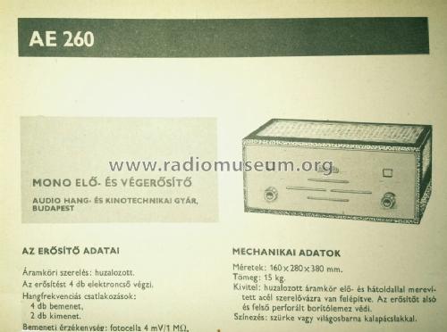Audio Amplifier AE 260; Audio Kino és (ID = 1473786) Ampl/Mixer