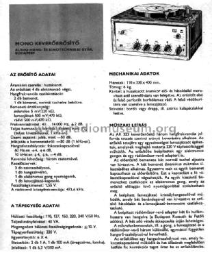 Mixer Amplifier AK 323; Audio Kino és (ID = 1474236) Ampl/Mixer