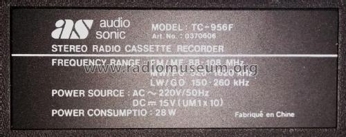 Cassette Recorder, FM/MW/LW Radio, 4.5' Black/White TV TC-956F Art.No. 0370606; Audio Sonic (ID = 2665179) TV-Radio