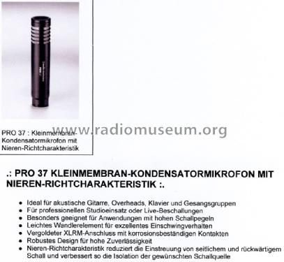 Kleinmembran Kondensator-Mikrofon Pro 37; Audio-Technica (ID = 1582678) Microphone/PU
