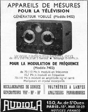 Generateur Vobule 8402; Audiola; Paris (ID = 392303) Equipment