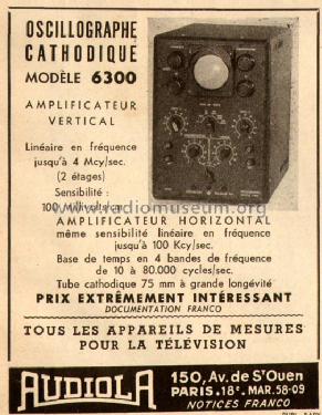 Oscillographe 6300; Audiola; Paris (ID = 497415) Equipment